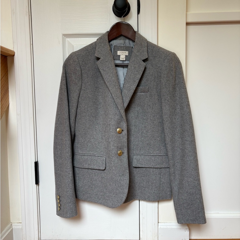 J. Crew Women’s School-Boy Gray Blazer with Gold Accents